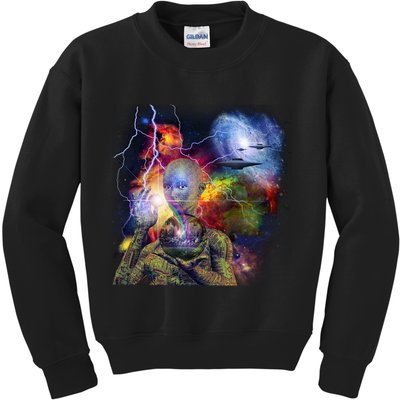 Alien Ufo In Space Kids Sweatshirt