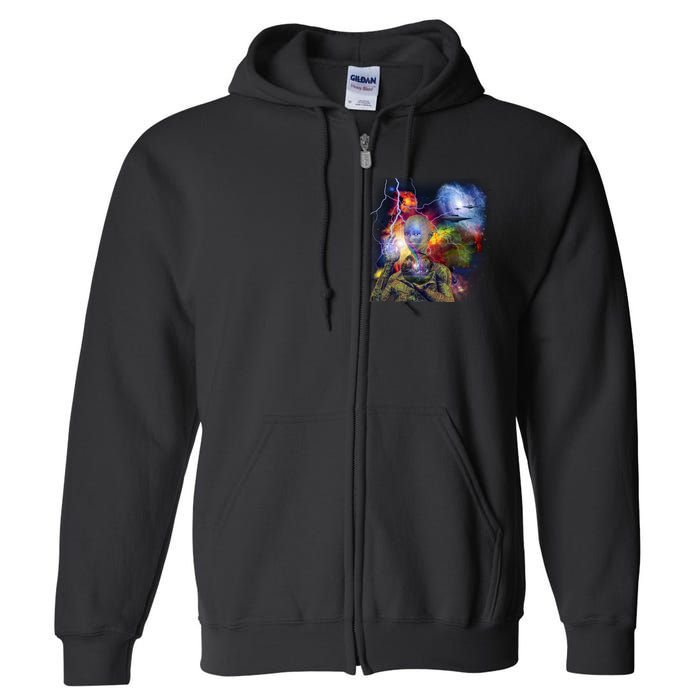 Alien Ufo In Space Full Zip Hoodie