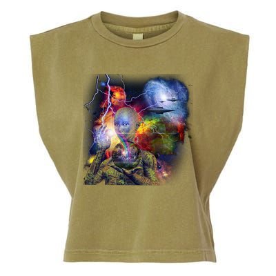 Alien Ufo In Space Garment-Dyed Women's Muscle Tee