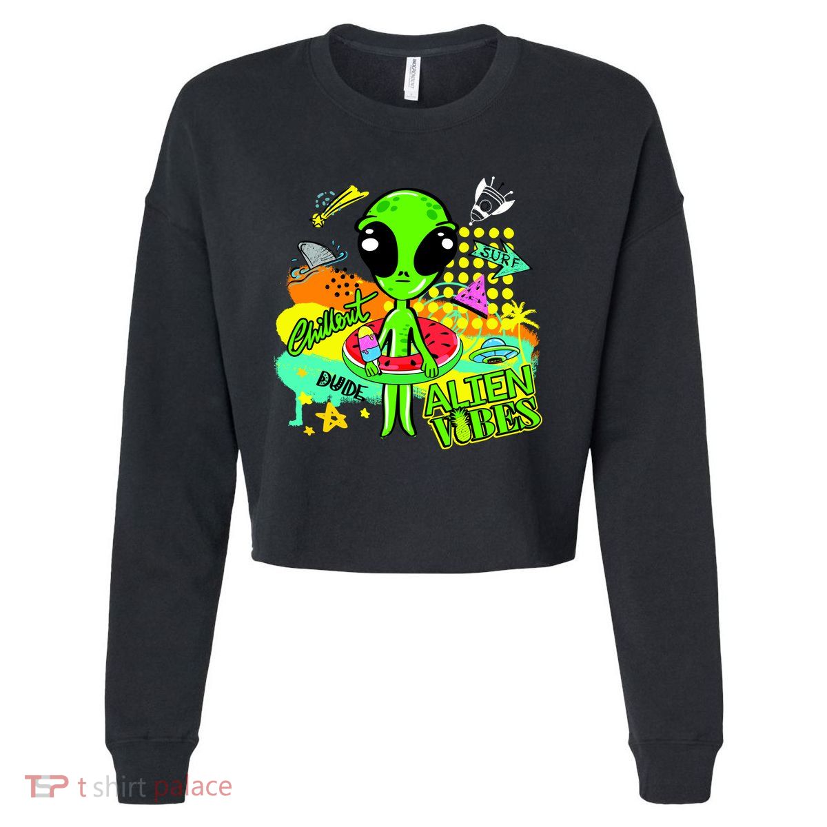 Alien Vibes Summertime Cropped Pullover Crew
