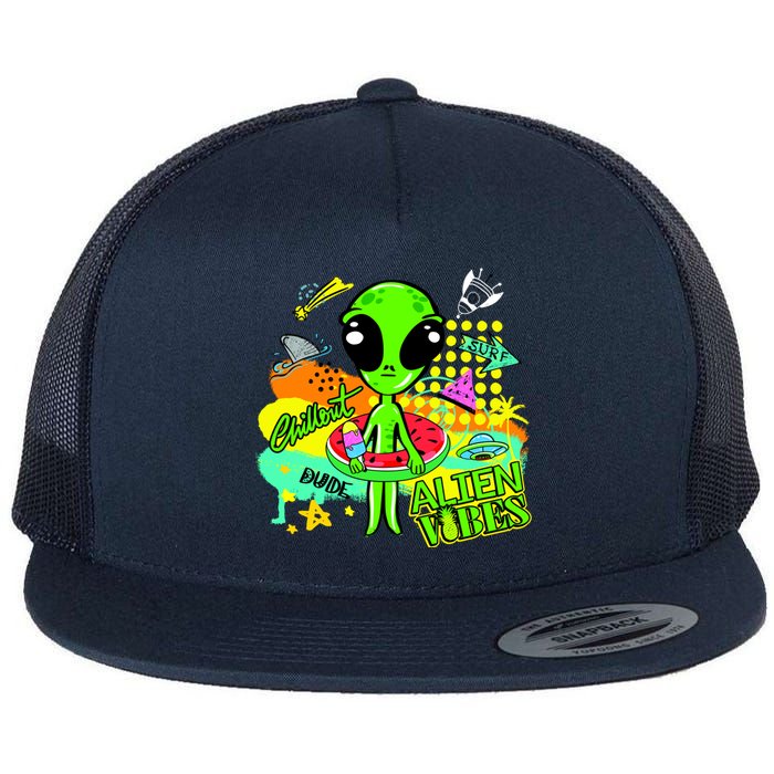 Alien Vibes Summertime Flat Bill Trucker Hat