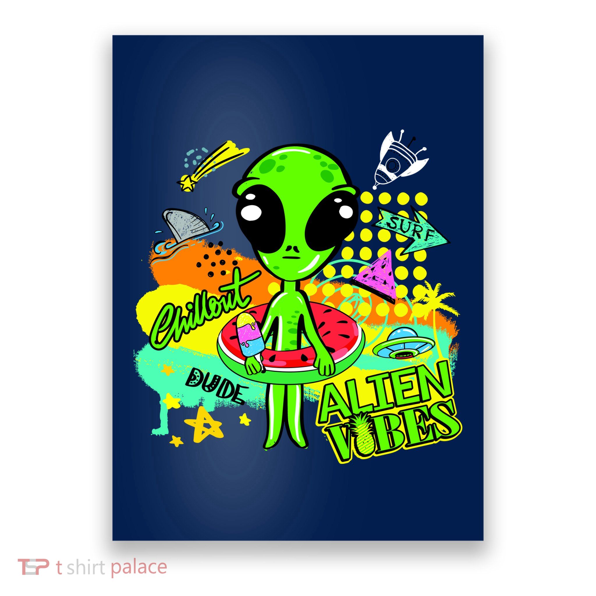 Alien Vibes Summertime Poster