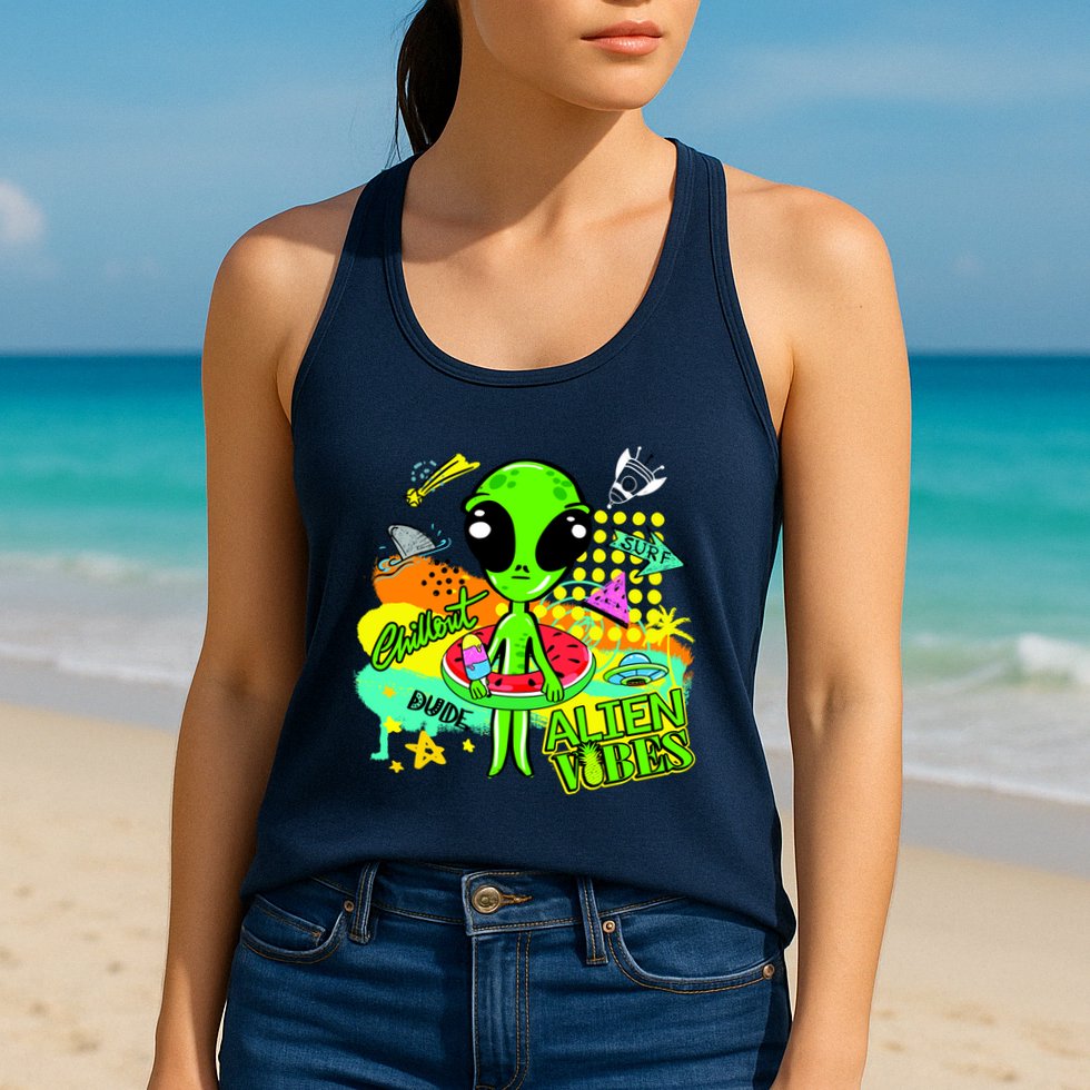 Alien Vibes Summertime Womens Tank Top