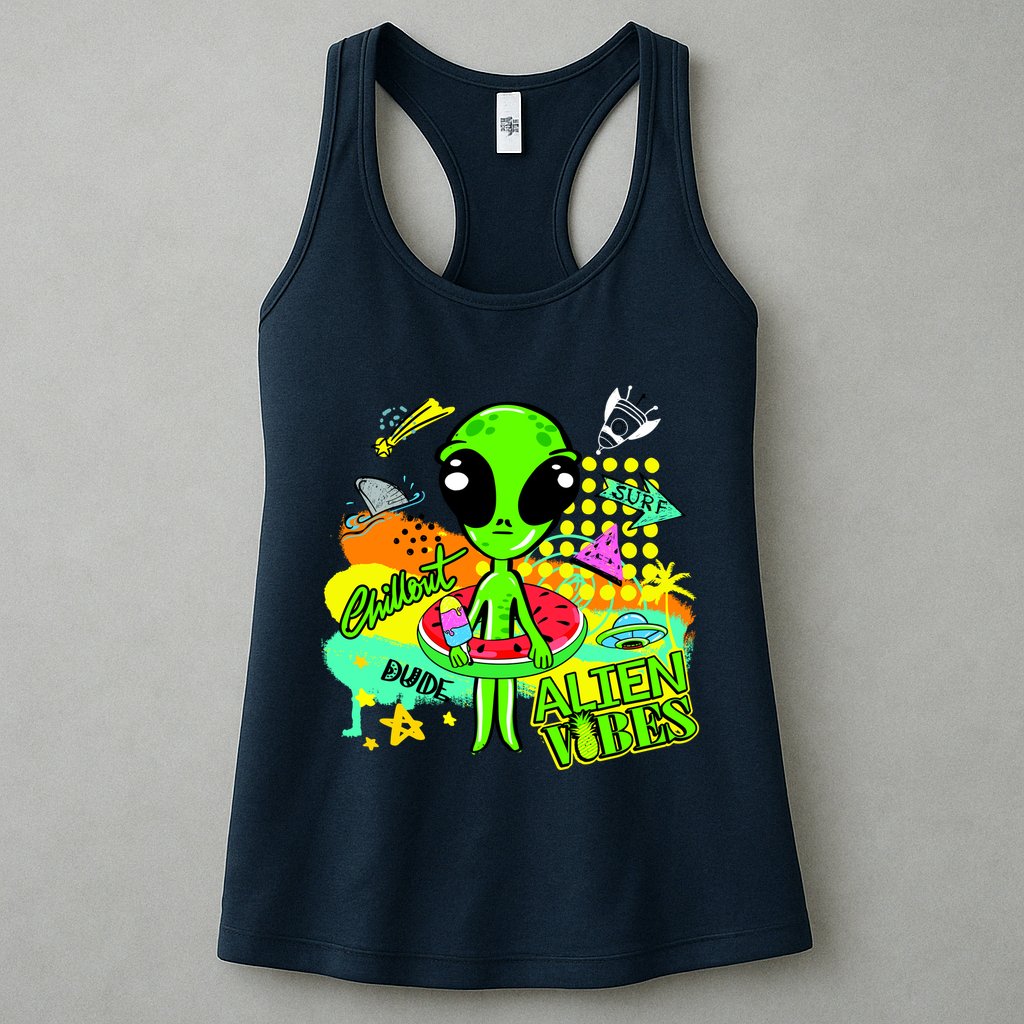 Alien Vibes Summertime Womens Tank Top
