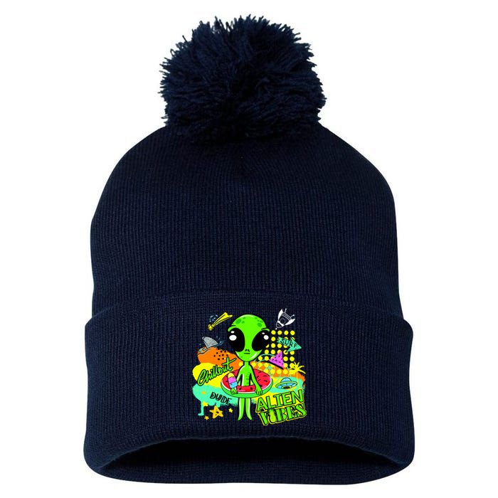 Alien Vibes Summertime Pom Pom 12in Knit Beanie