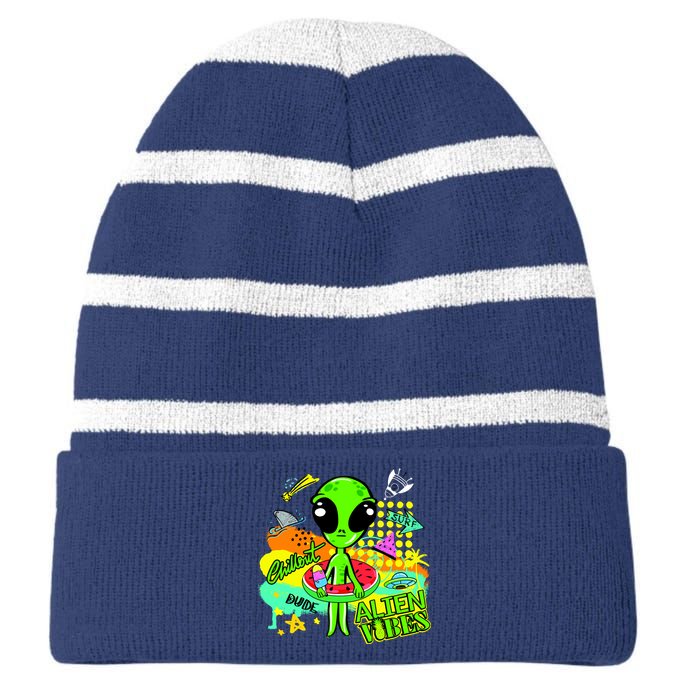 Alien Vibes Summertime Striped Beanie with Solid Band