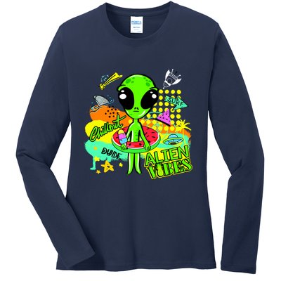Alien Vibes Summertime Ladies Long Sleeve Shirt