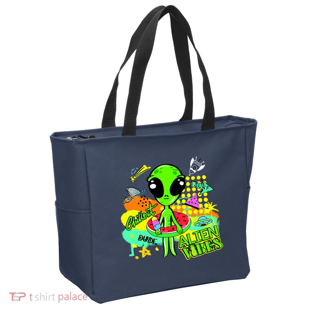 Alien Vibes Summertime Zip Tote Bag
