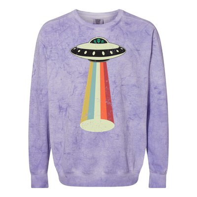 Alien Vintage UFO Space Ship Colorblast Crewneck Sweatshirt