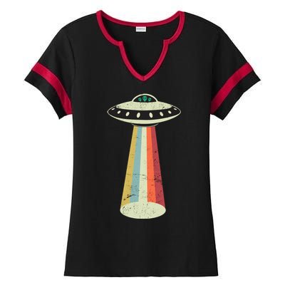 Alien Vintage UFO Space Ship Ladies Halftime Notch Neck Tee