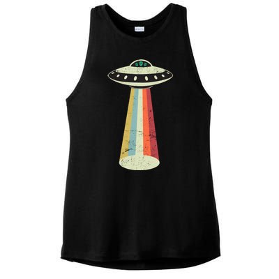 Alien Vintage UFO Space Ship Ladies PosiCharge Tri-Blend Wicking Tank