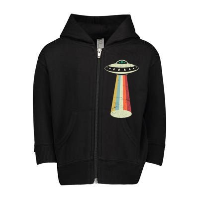 Alien Vintage UFO Space Ship Toddler Zip Fleece Hoodie