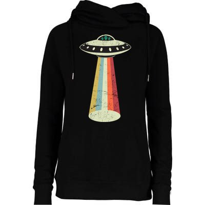Alien Vintage UFO Space Ship Womens Funnel Neck Pullover Hood