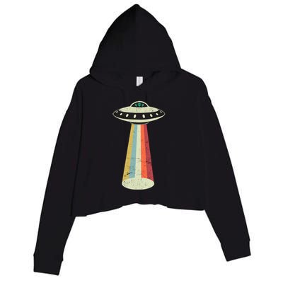 Alien Vintage UFO Space Ship Crop Fleece Hoodie