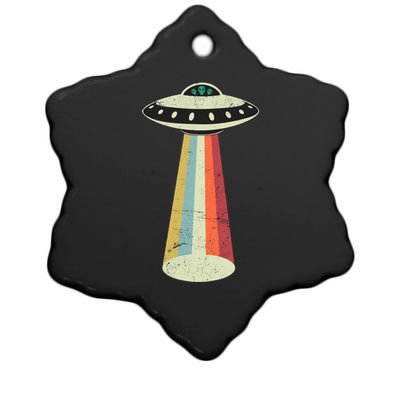 Alien Vintage UFO Space Ship Ceramic Star Ornament