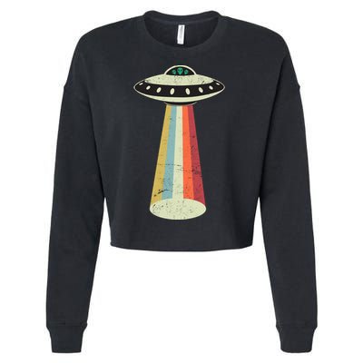 Alien Vintage UFO Space Ship Cropped Pullover Crew