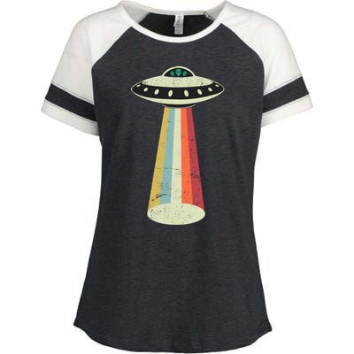 Alien Vintage UFO Space Ship Enza Ladies Jersey Colorblock Tee