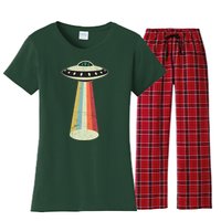 Alien Vintage UFO Space Ship Women's Flannel Pajama Set