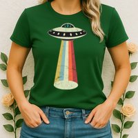 Alien Vintage UFO Space Ship Womens T-Shirt