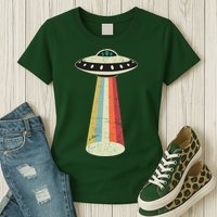 Alien Vintage UFO Space Ship Womens T-Shirt