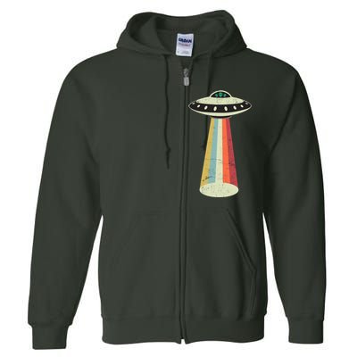 Alien Vintage UFO Space Ship Full Zip Hoodie