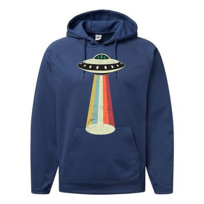 Alien Vintage UFO Space Ship Performance Fleece Hoodie