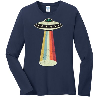 Alien Vintage UFO Space Ship Ladies Long Sleeve Shirt