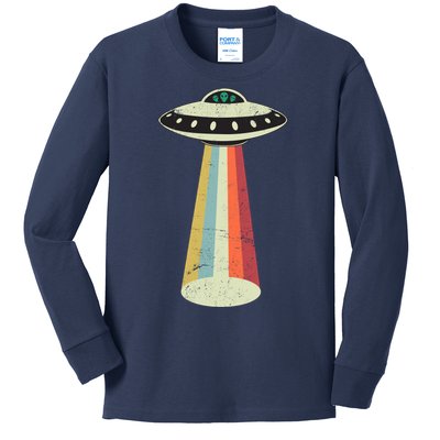 Alien Vintage UFO Space Ship Kids Long Sleeve Shirt