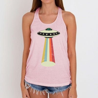 Alien Vintage UFO Space Ship Women's Knotted Racerback Tank