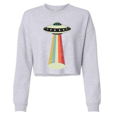 Alien Vintage UFO Space Ship Cropped Pullover Crew