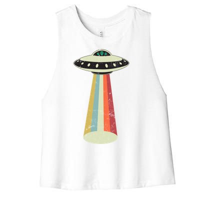 Alien Vintage UFO Space Ship Women's Racerback Cropped Tank