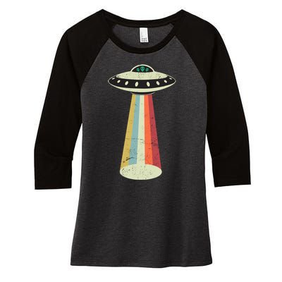 Alien Vintage UFO Space Ship Women's Tri-Blend 3/4-Sleeve Raglan Shirt