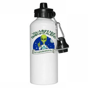 Aliens Believe In You Aluminum Water Bottle