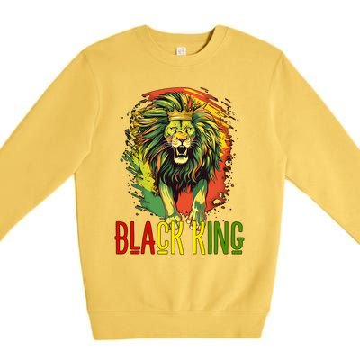 African Lion Junenth Black King Gift Premium Crewneck Sweatshirt