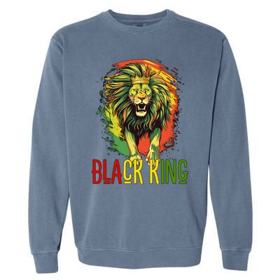 African Lion Junenth Black King Gift Garment-Dyed Sweatshirt