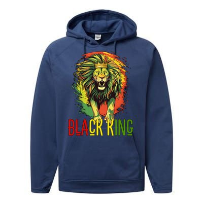 African Lion Junenth Black King Gift Performance Fleece Hoodie