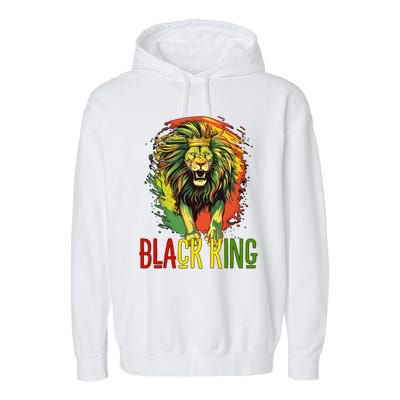 African Lion Junenth Black King Gift Garment-Dyed Fleece Hoodie