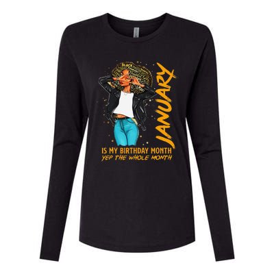 Afro Locs January Is My Birthday Yep The Whole Month Womens Cotton Relaxed Long Sleeve T-Shirt