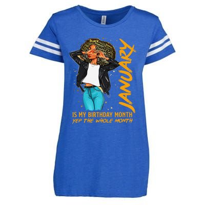 Afro Locs January Is My Birthday Yep The Whole Month Enza Ladies Jersey Football T-Shirt