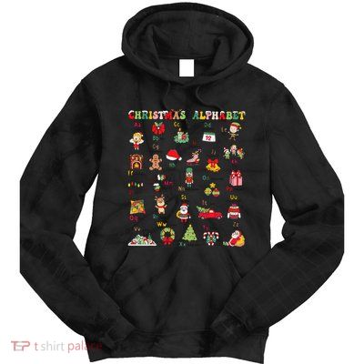 ABCs Learning Kindergarten Teacher Christmas Lights Alphabet Tie Dye Hoodie
