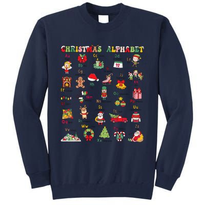 ABCs Learning Kindergarten Teacher Christmas Lights Alphabet Tall Sweatshirt