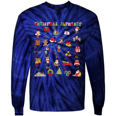 ABCs Learning Kindergarten Teacher Christmas Lights Alphabet Tie-Dye Long Sleeve Shirt