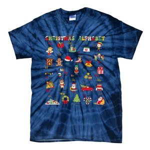 ABCs Learning Kindergarten Teacher Christmas Lights Alphabet Tie-Dye T-Shirt