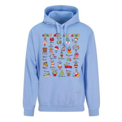 ABCs Learning Kindergarten Teacher Christmas Lights Alphabet Unisex Surf Hoodie