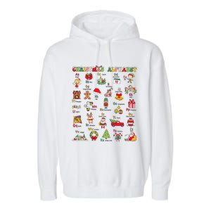 ABCs Learning Kindergarten Teacher Christmas Lights Alphabet Garment-Dyed Fleece Hoodie