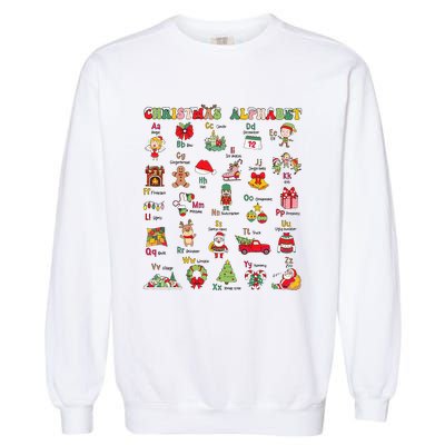 ABCs Learning Kindergarten Teacher Christmas Lights Alphabet Garment-Dyed Sweatshirt