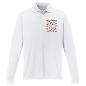 ABCs Learning Kindergarten Teacher Christmas Lights Alphabet Performance Long Sleeve Polo