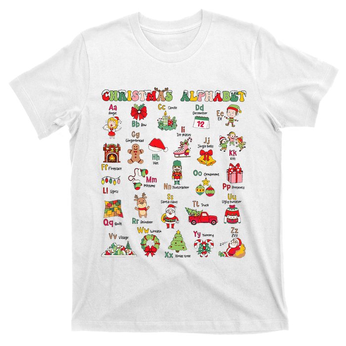 ABCs Learning Kindergarten Teacher Christmas Lights Alphabet T-Shirt