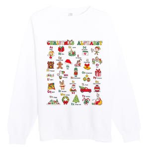 ABCs Learning Kindergarten Teacher Christmas Lights Alphabet Premium Crewneck Sweatshirt