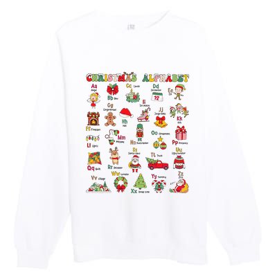 ABCs Learning Kindergarten Teacher Christmas Lights Alphabet Premium Crewneck Sweatshirt